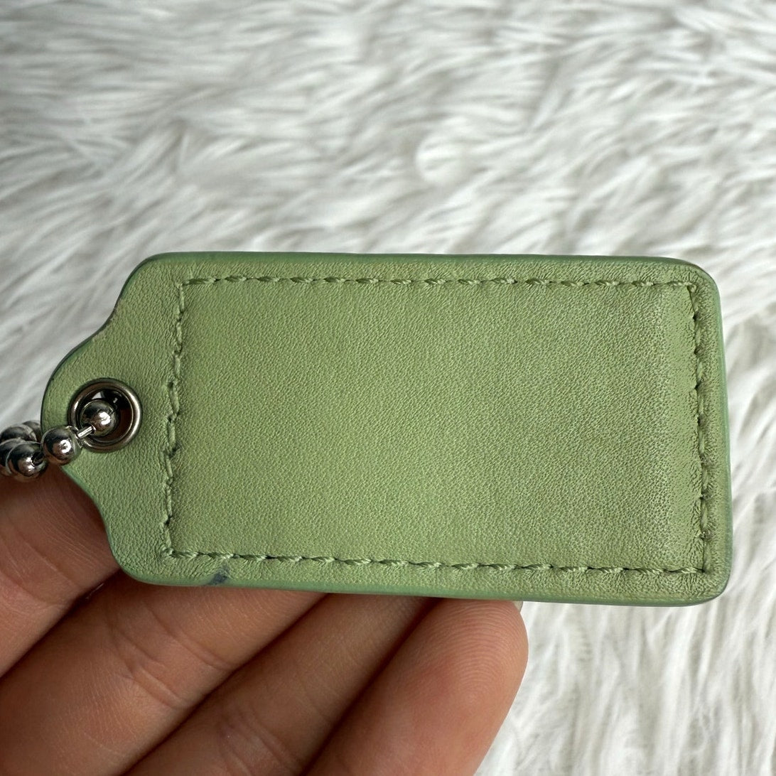 2.5" COACH Pastel Green Fob Bag Charm Hang tag Hangtag