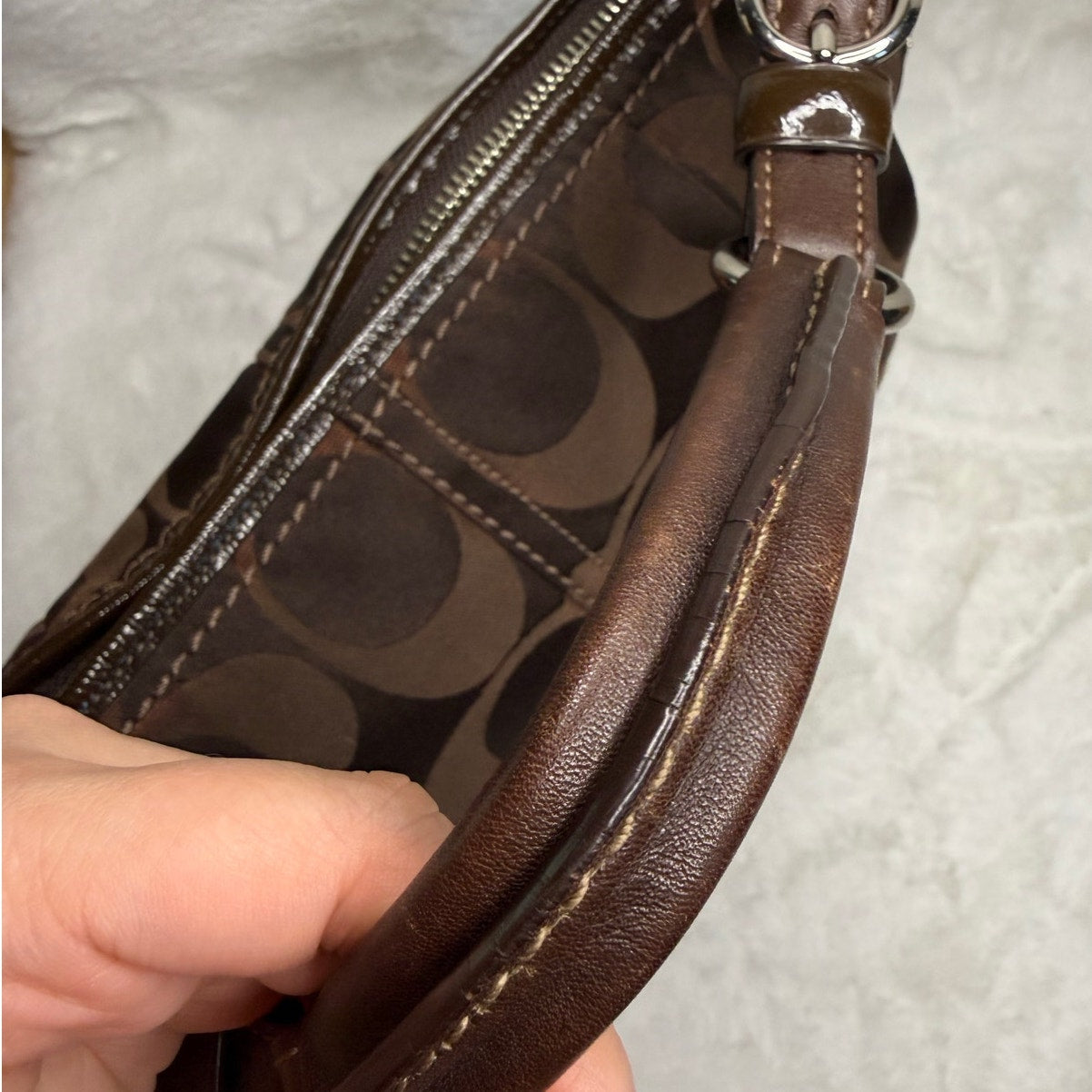 y2k Coach 12675 Brown Signature Hobo Shoulder Bag