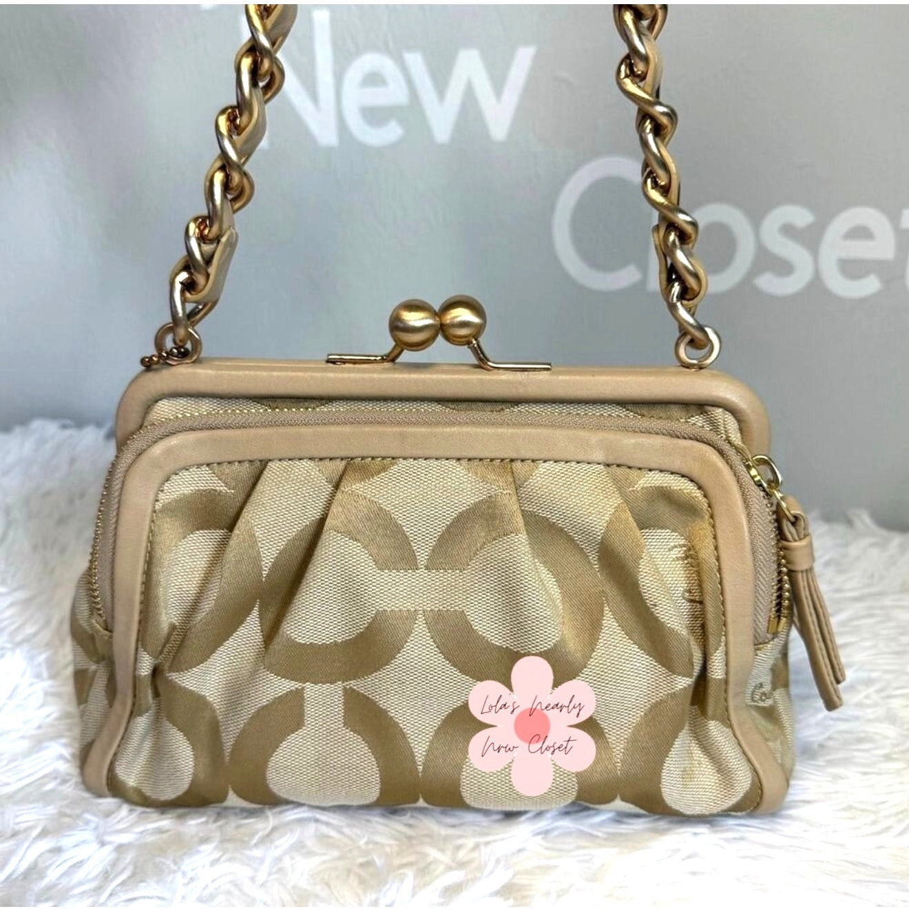 y2k COACH 2008 Parker Op Art Kisslock Shoulder Bag