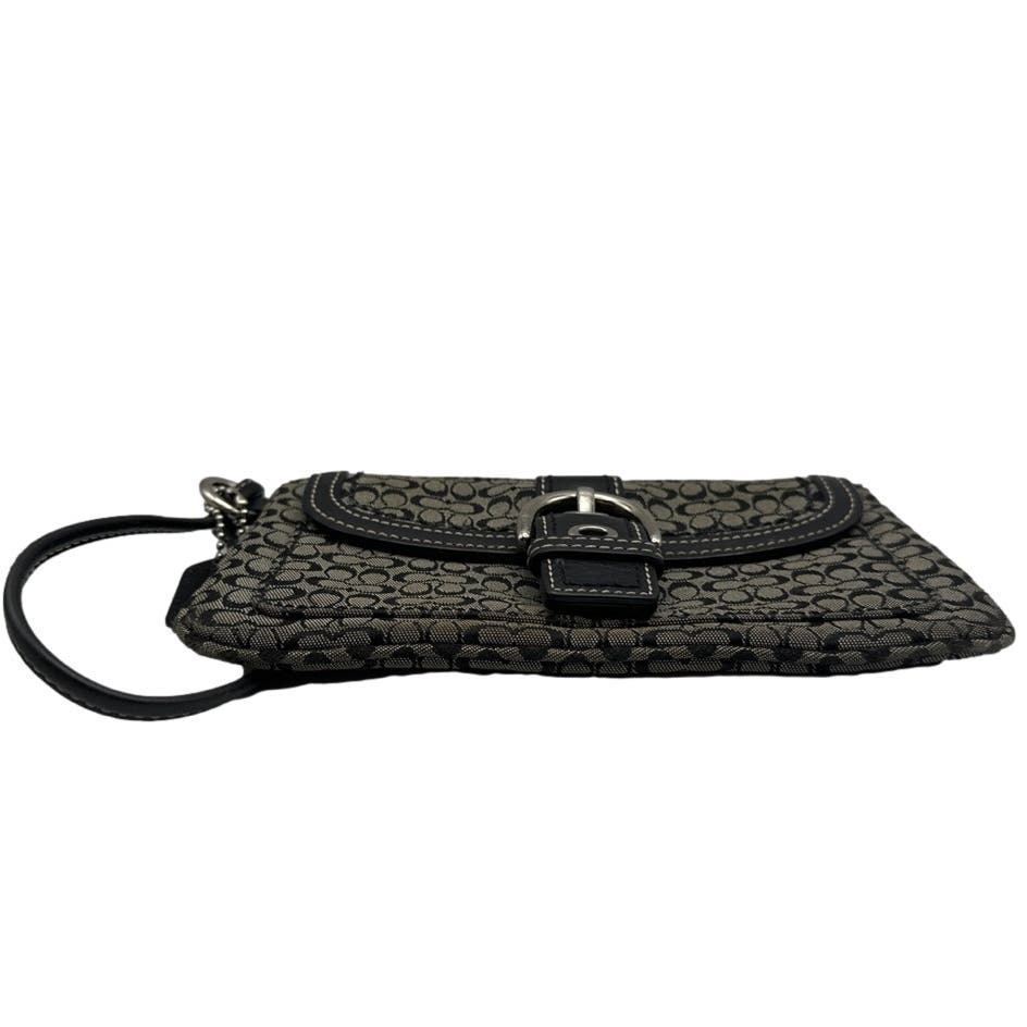 COACH Black and Gray Signature Canvas Wristlet