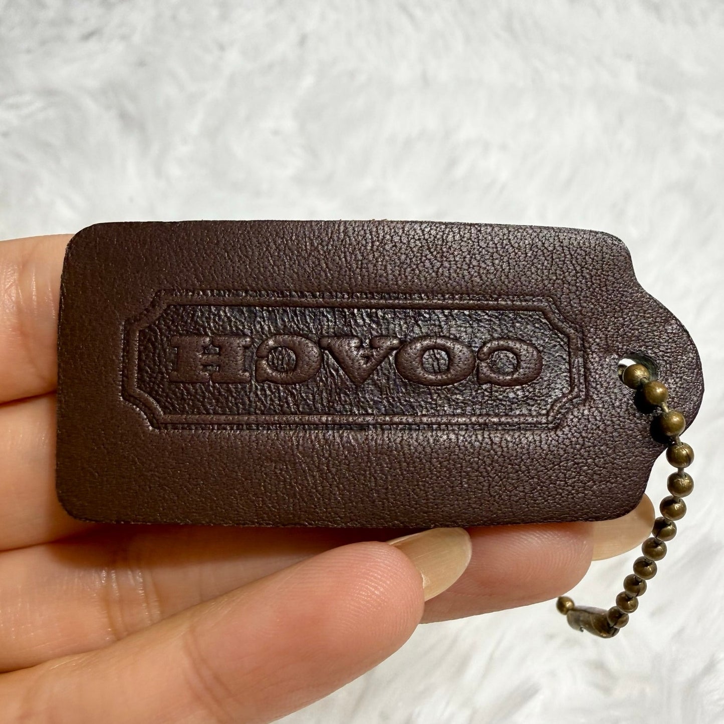 2" Vintage COACH Mahogany Fob Bag Charm Hang tag Hangtag