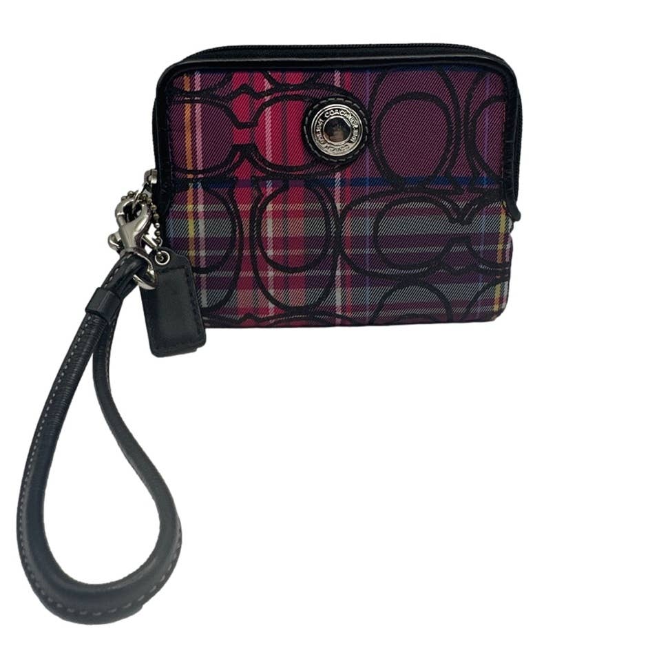 COACH Signature Black and Hot Pink Canvas Wallet