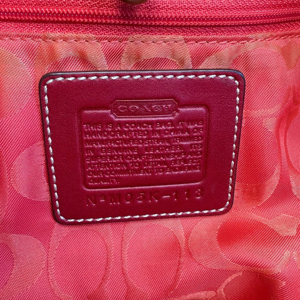Vintage COACH y2k Red Natural Legacy Straw Tote Bag
