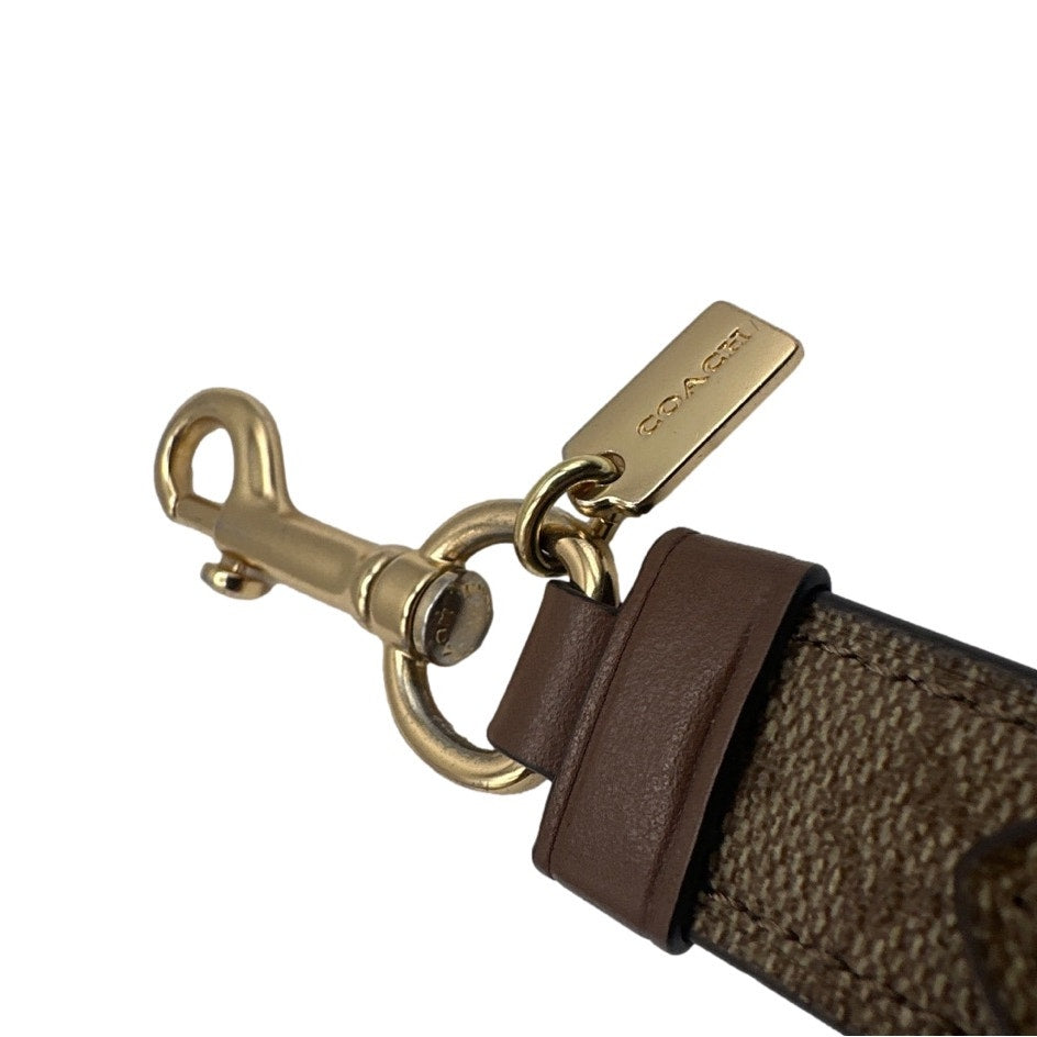 COACH Brown Signature Coated Canvas Bag Charm Key Fob
