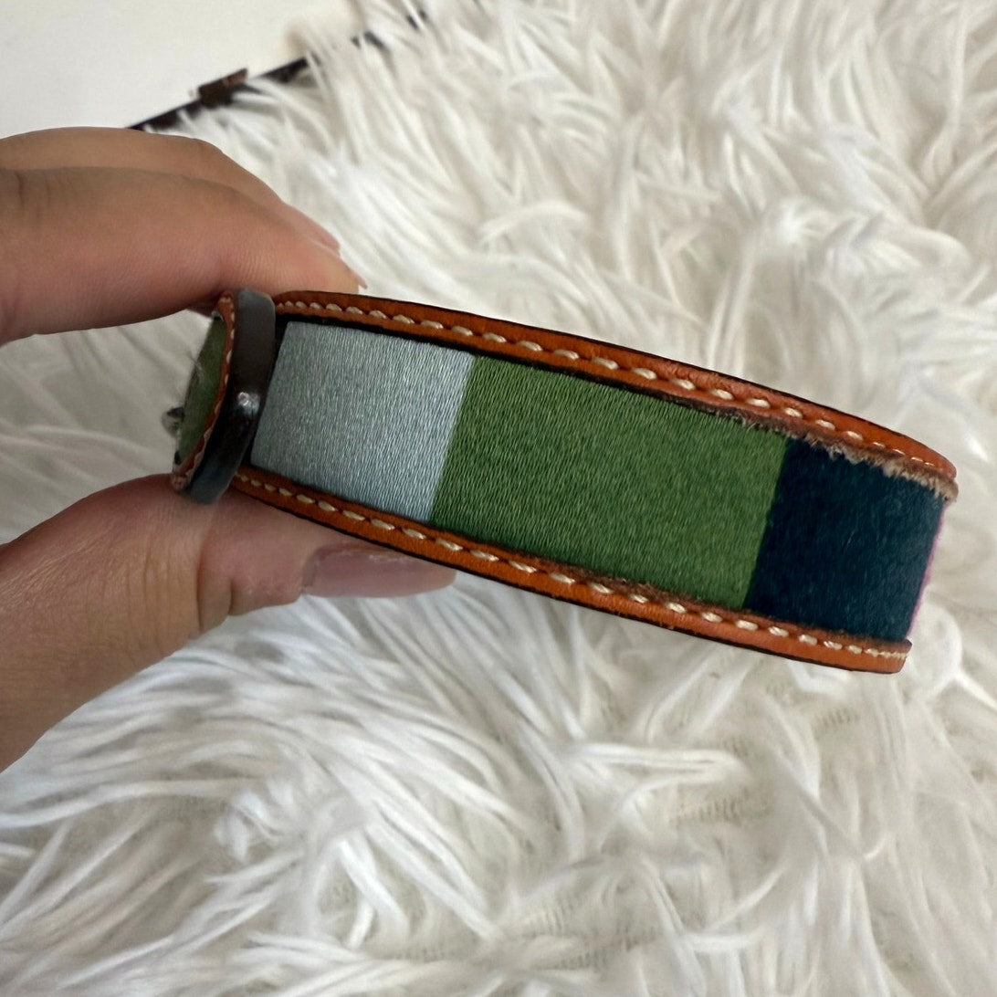 NWB y2k COACH Legacy Stripe Leather Dog Collar XS w COACH Charm Limited Ed Rare