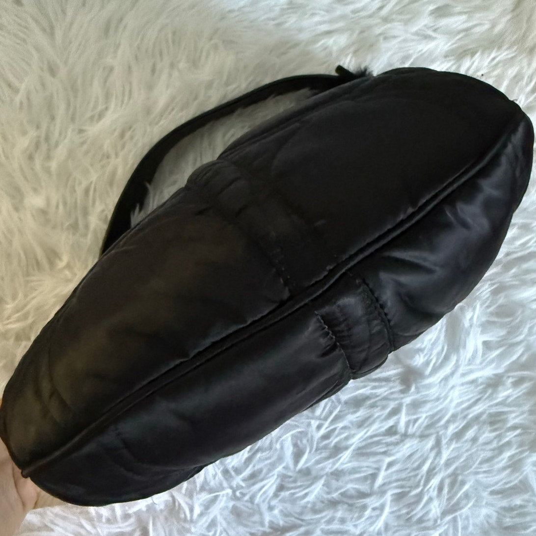 Vintage COACH y2k 3586 Limited EDITION Quilted Rabbit Fur Satin Shoulder Bag