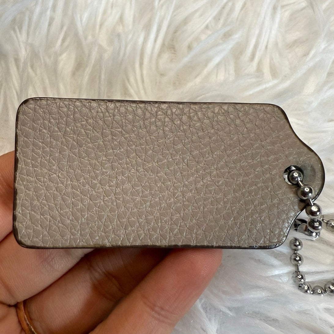 3" COACH Gray Fob Bag Charm Hang tag Hangtag
