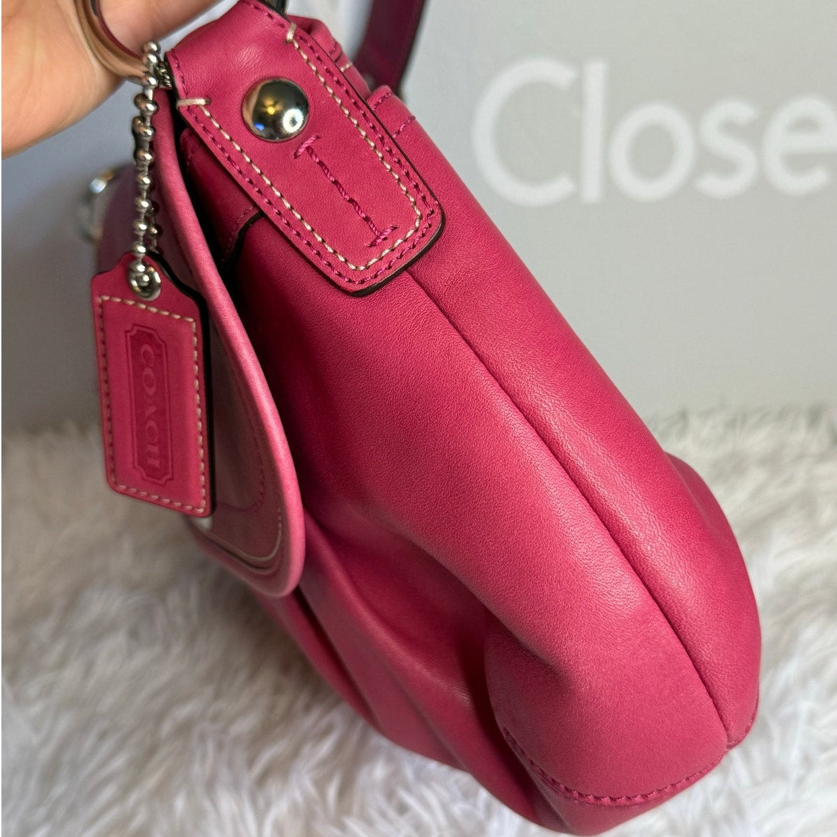 Y2K COACH Pink F13729 Flap Hobo Shoulder Bag