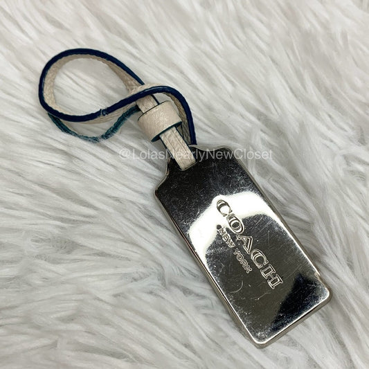 2" COACH White Silver Fob Bag Charm Hang tag Hangtag