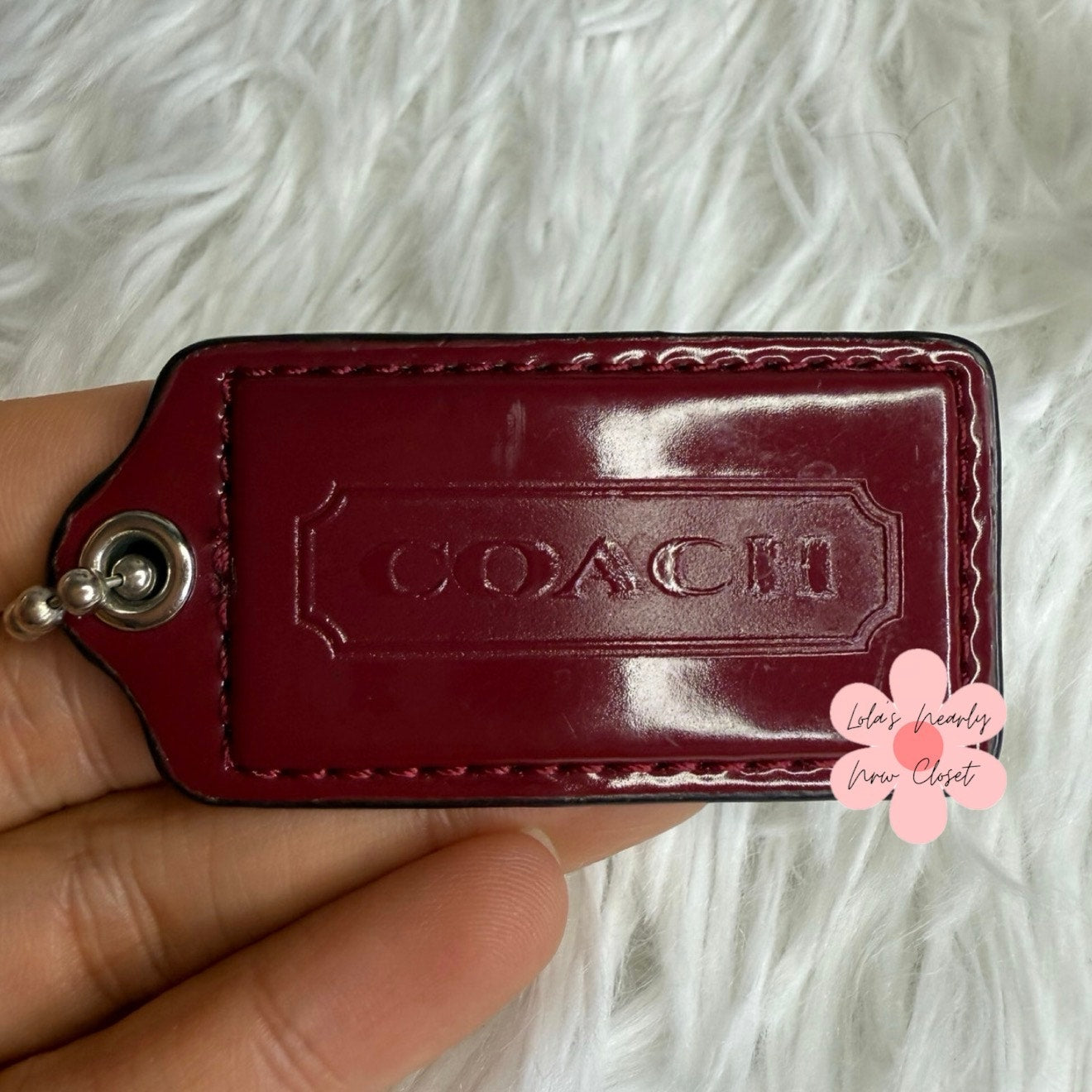 2" COACH Burgundy Fob Bag Charm Hang tag Hangtag