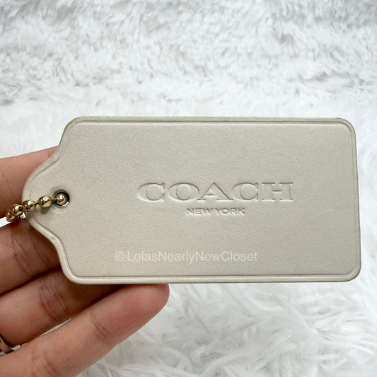 3" COACH White Fob Bag Charm Hang tag Hangtag