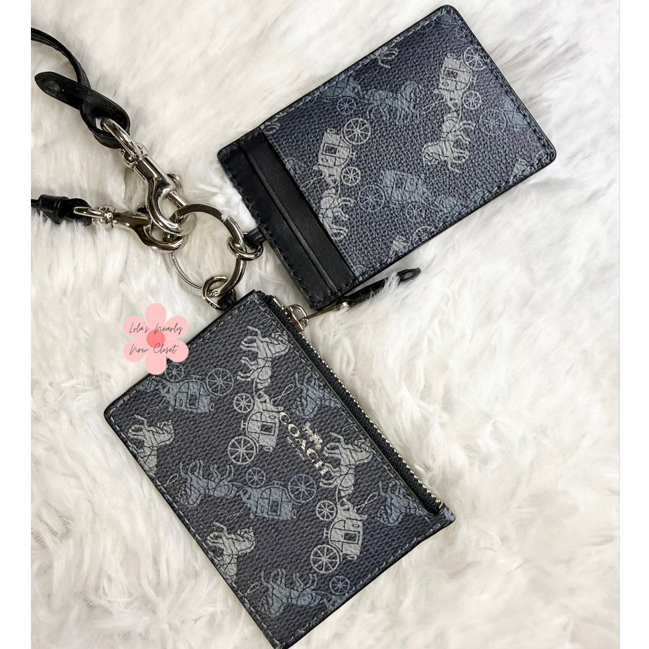 COACH ID Lanyard Card Holder Bundle Carriage Set