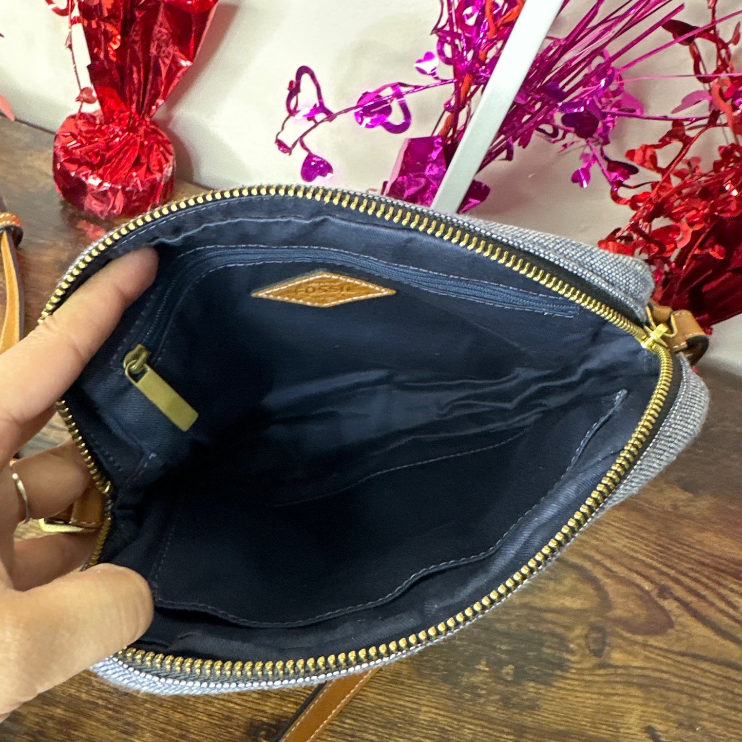 SALE FOSSIL Denim Kendall Crossbody Chambray