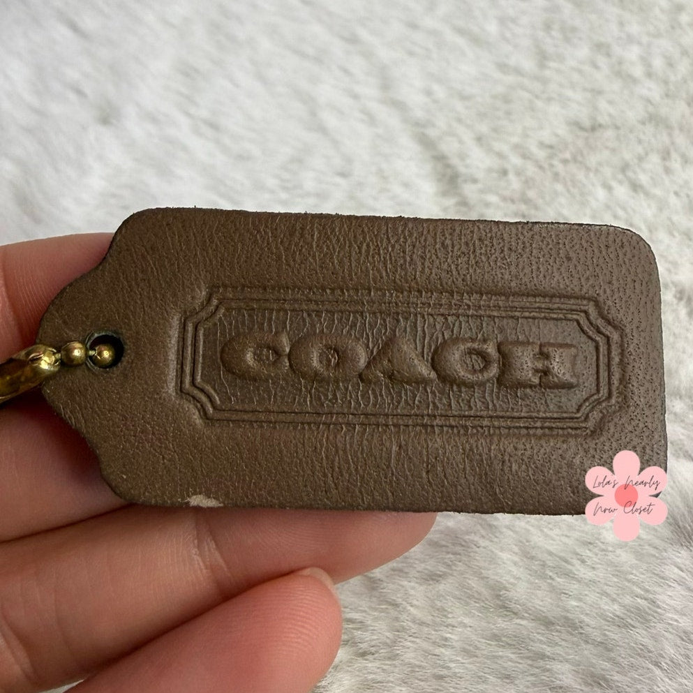 2" Vintage Coach Taupe Fob Bag Charm Hang tag Hangtag
