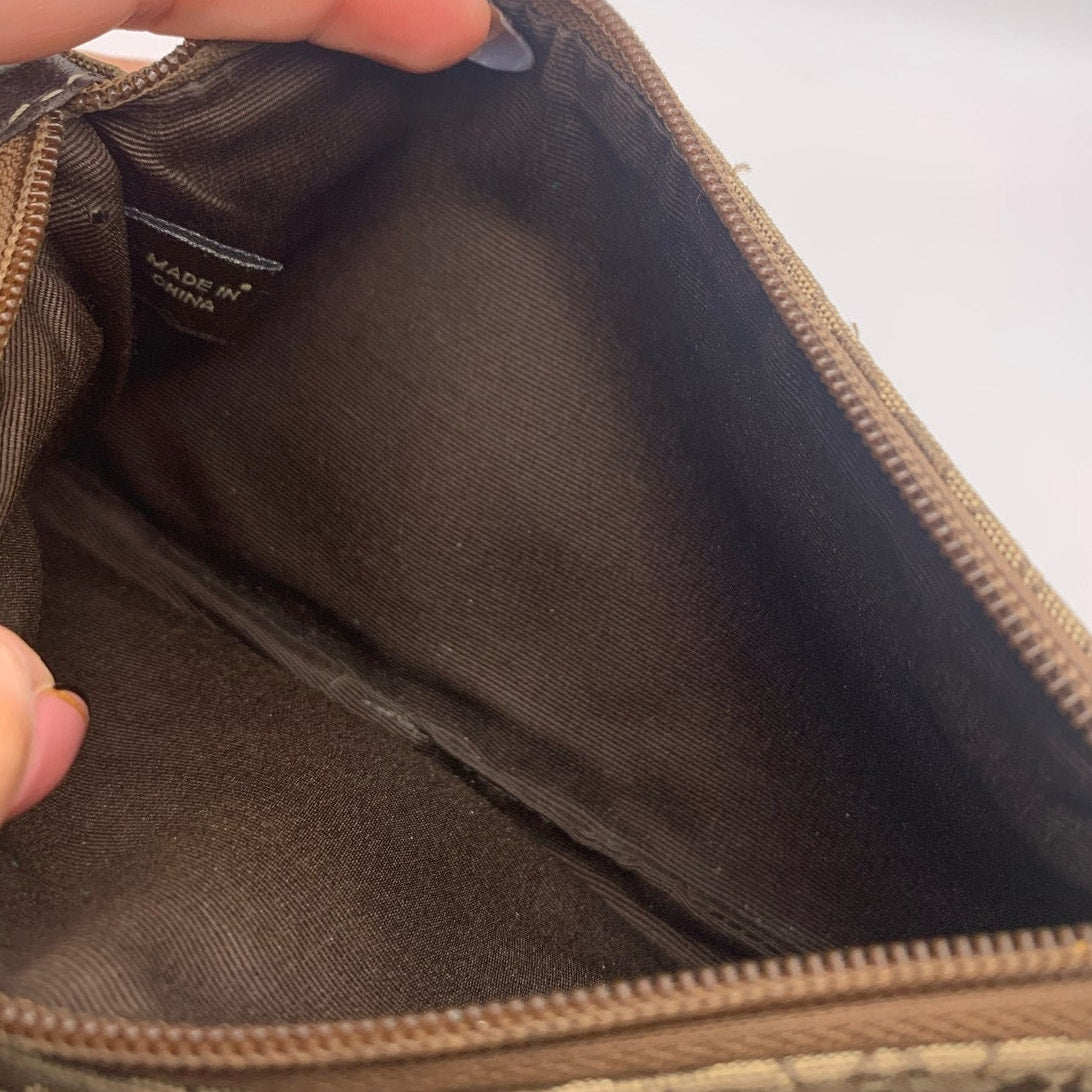 y2k COACH Brown Signature Canvas Wristlet