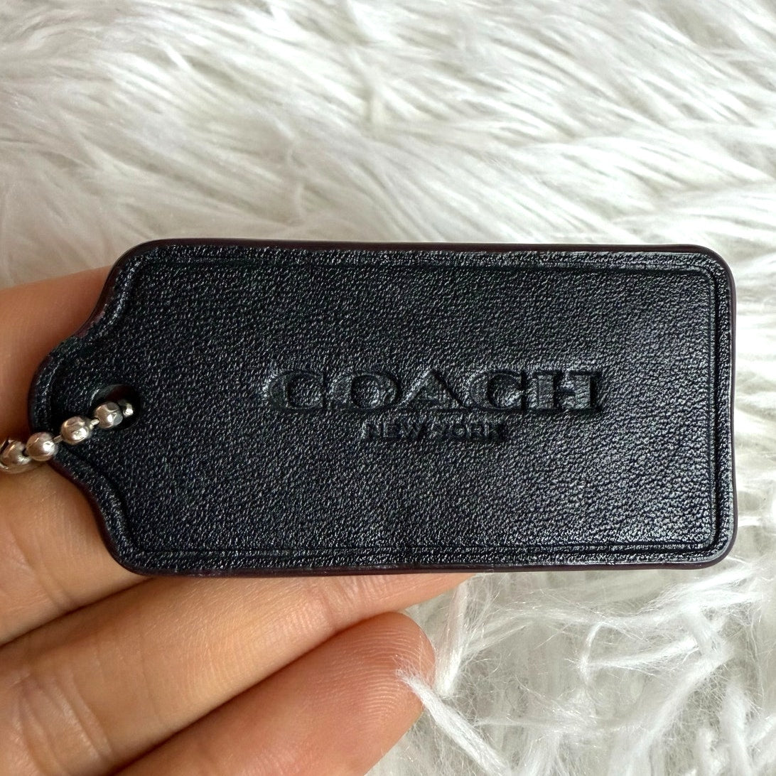 2" COACH Black Brown Fob Bag Charm Hang tag Hangtag