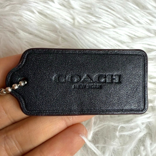 2" COACH Black Brown Fob Bag Charm Hang tag Hangtag