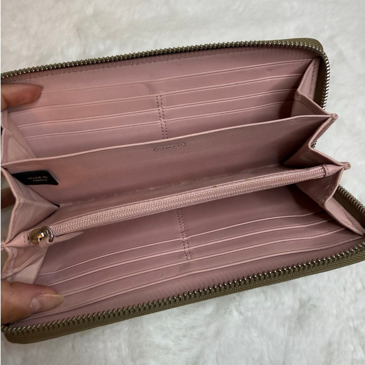 COACH Signature Canvas Zip Around Wallet