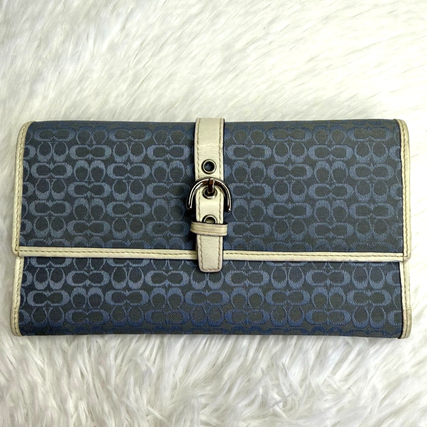 Vintage COACH  y2k Blue Soho Signature Wallet