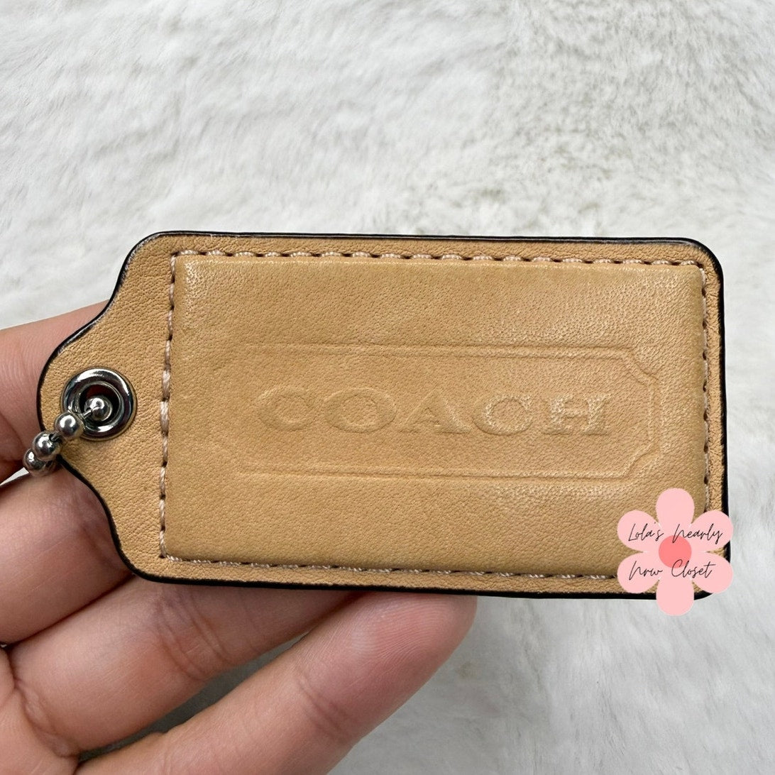2.5" COACH Tan Fob Bag Charm Hang tag Hangtag