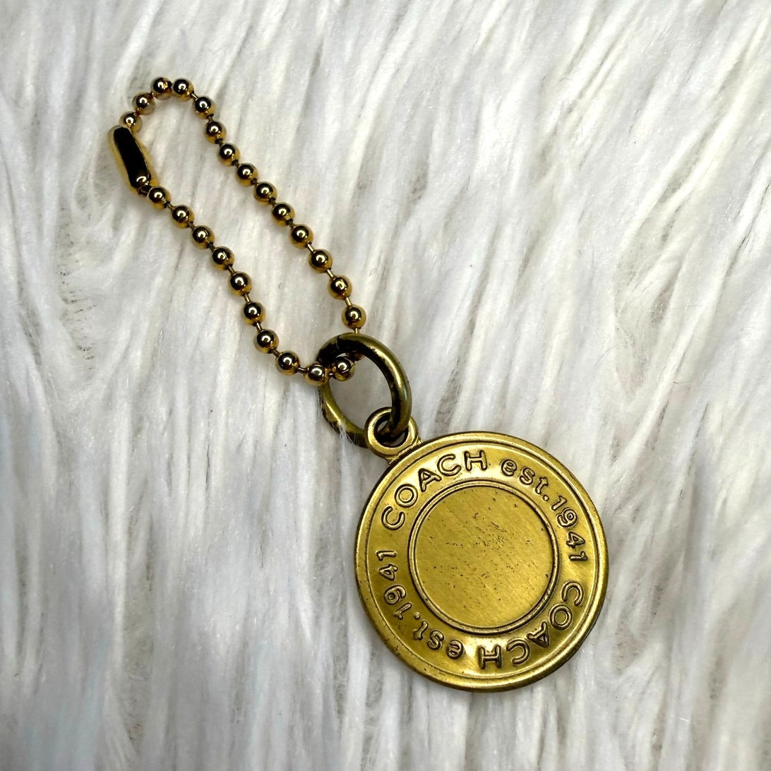 1" Coach Metal Circle Hangtag Hang Tag Bag Charm