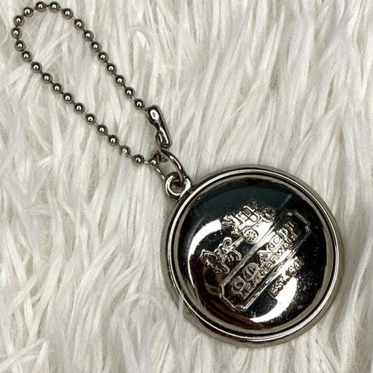 RARE 1.5" Coach Medallion Round Hang Tag Bag Charm Key Fob Silver Metal