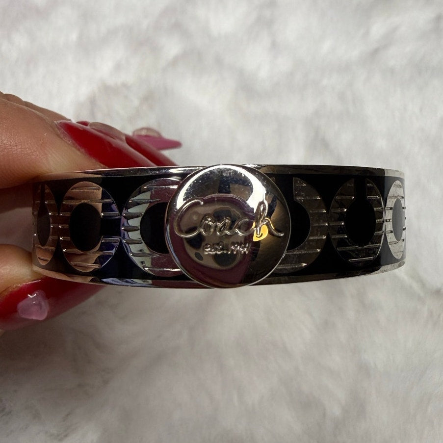 COACH “C” Signed Enamel Stainless Steel Bangle