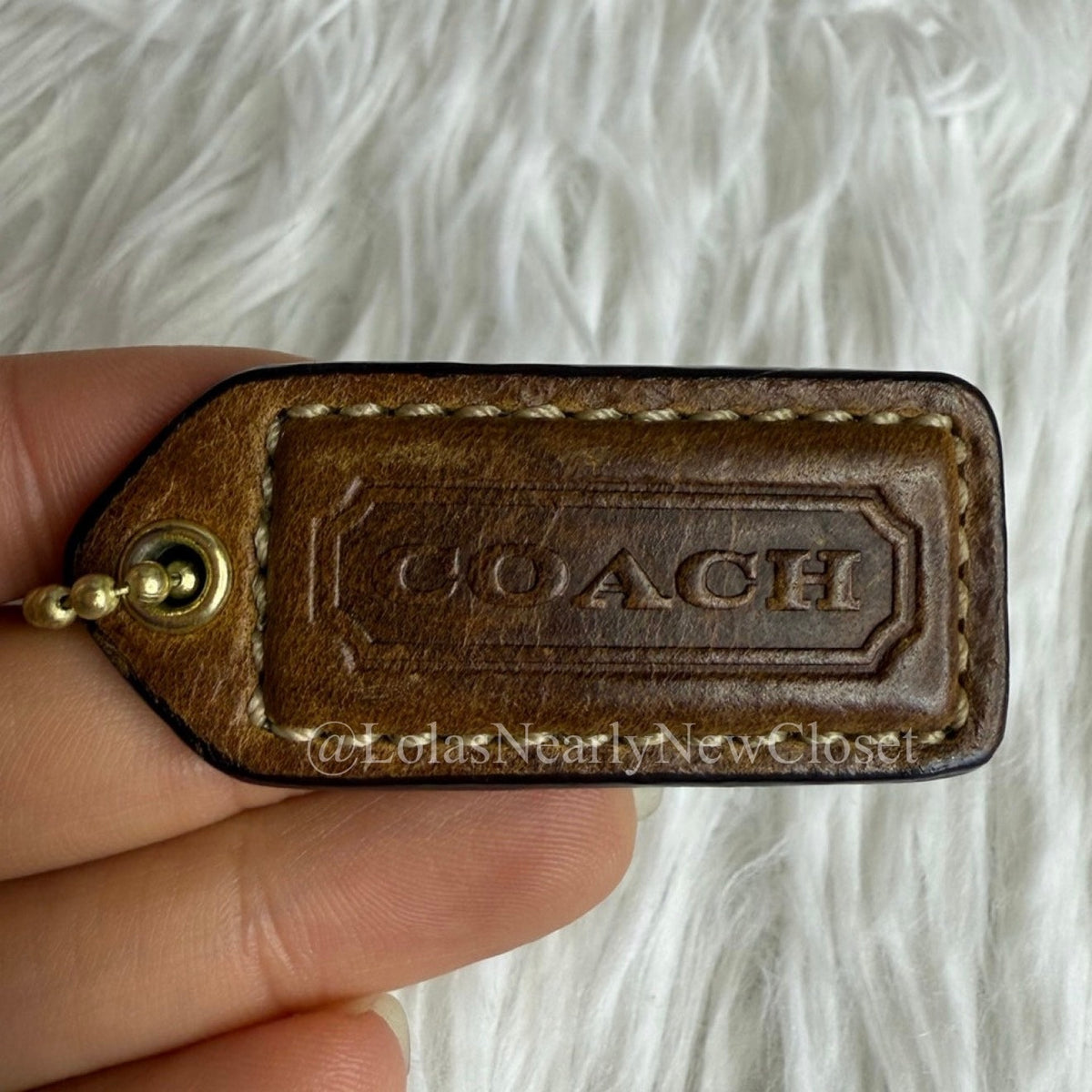 1.5" COACH Brown Fob Bag Charm Hang tag Hangtag