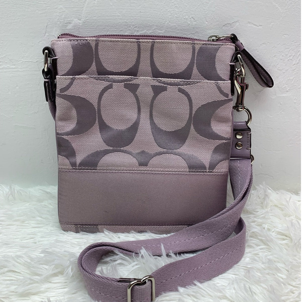 y2k COACH Purple Signature Canvas Crossbody