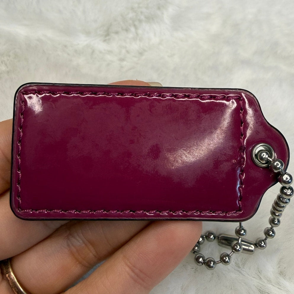 2" COACH Patent Leather Burgundy Fob Bag Charm Hang tag Hangtag