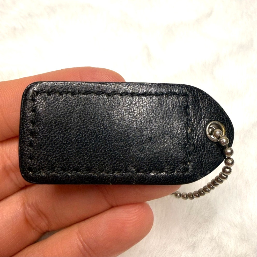 1.5" COACH Patent Leather Black Fob Bag Charm Hang tag Hangtag