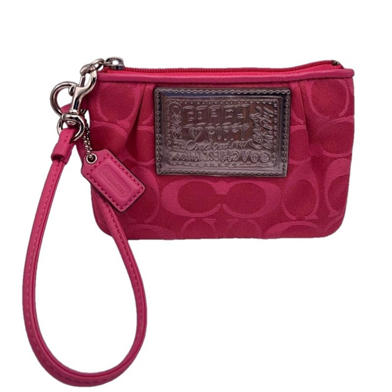 COACH Poppy Pink Silver Wristlet