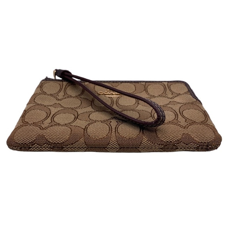 COACH Brown Signature Canvas Wristlet