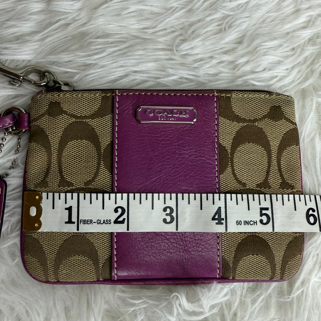 COACH y2k Purple Brown Signature Canvas Wristlet