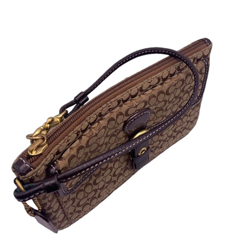 COACH Brown Signature Canvas Wristlet