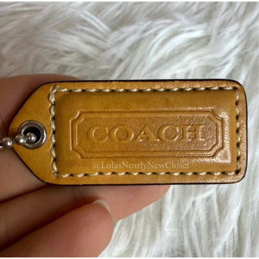 1.5" y2k COACH Tan Fob Bag Charm Hang tag Hangtag