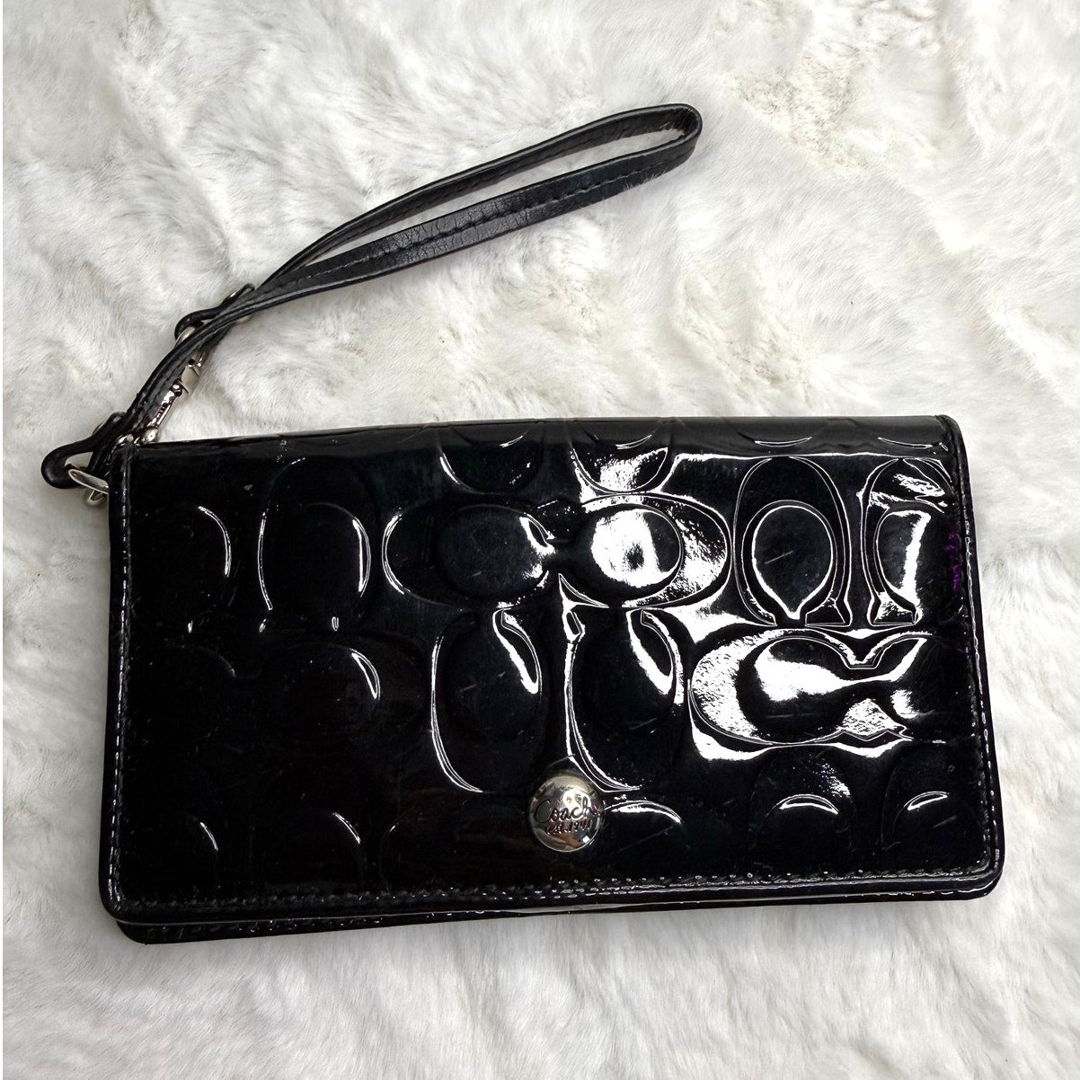 Coach Black Patent Leather Wristlet