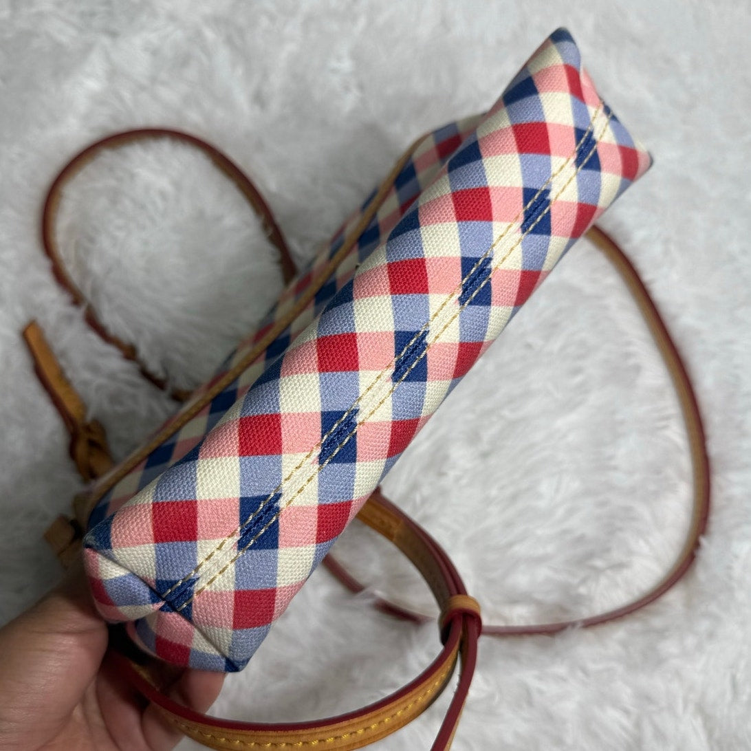 DOONEY & BOURKE Plaid Blue Red and White Canvas Crossbody