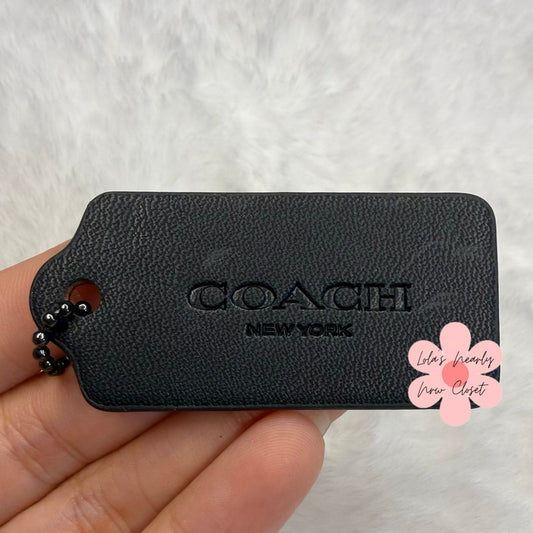2" COACH Black Fob Bag Charm Hang tag Hangtag