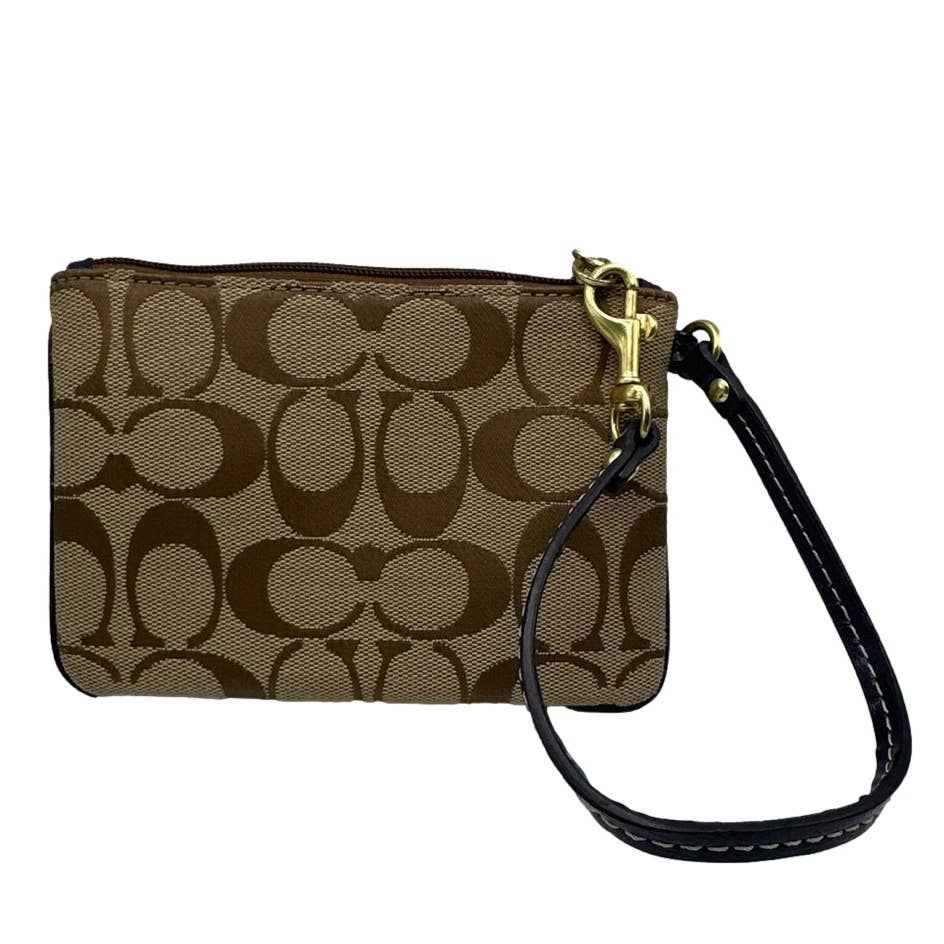 COACH Blue and Brown Signature Canvas Wristlet