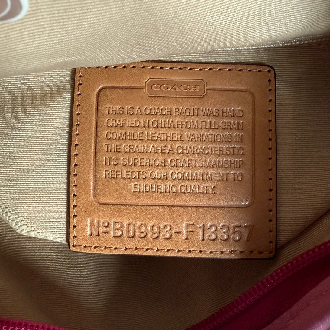 NWT COACH Rugby Stripe Pink Leather Duffle Crossbody Shoulder Bag F13357