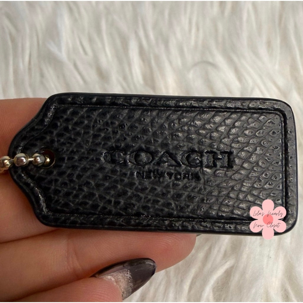 1.5" COACH Black  Fob Bag Charm Hang tag Hangtag