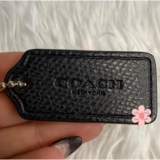 1.5" COACH Black  Fob Bag Charm Hang tag Hangtag