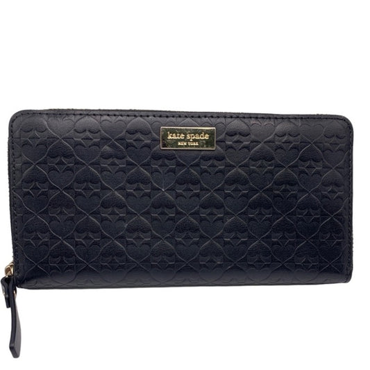 Kate Spade New York Black Hollie Spade Clover Large Zip Around Wallet