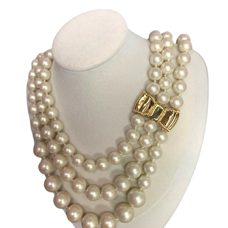 KATE SPADE New York Moon River Simulated Pear Pave Bow Rose Gold Tone Necklace