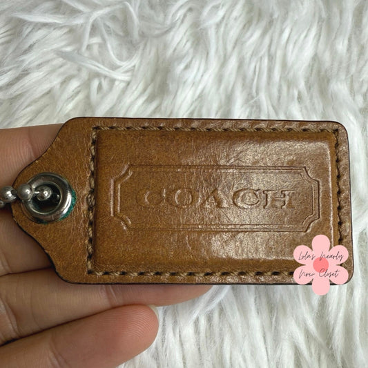 2" y2k COACH Brown Fob Bag Charm Hang tag Hangtag