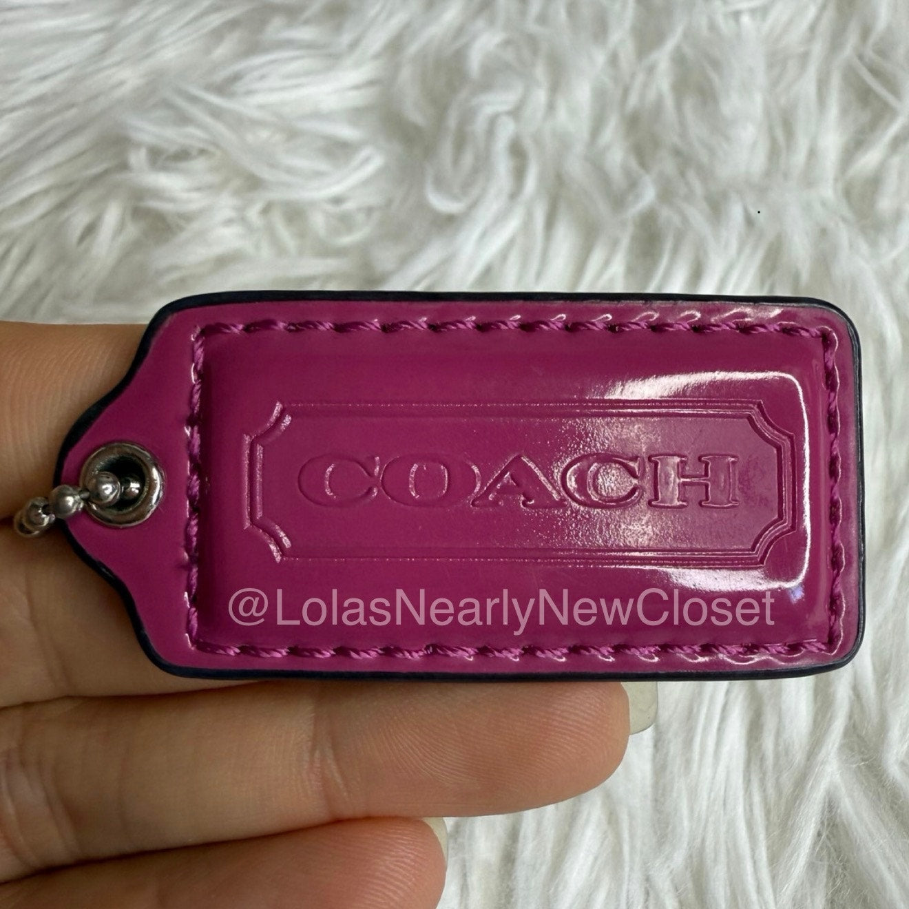 2" COACH Fuchsia Fob Bag Charm Hang tag Hangtag