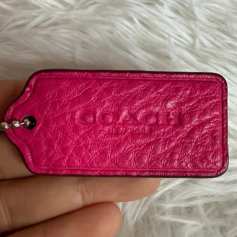2" COACH Neon Pink Fob Bag Charm Hang tag Hangtag