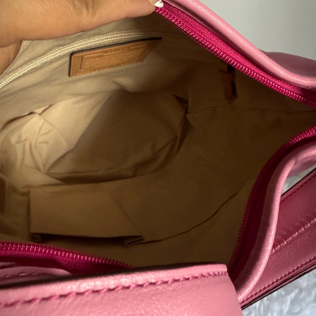 NWT COACH Rugby Stripe Pink Leather Duffle Crossbody Shoulder Bag F13357