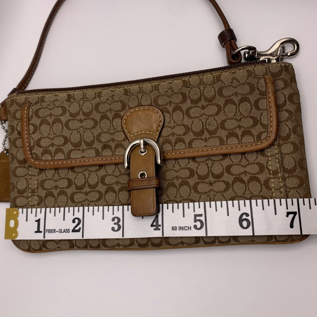 y2k COACH Brown Signature Canvas Wristlet
